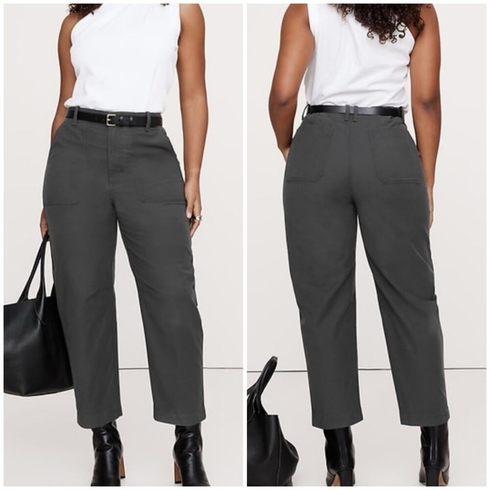 Banana Republic High Rise Barrel Utility Chino Coal Black 14